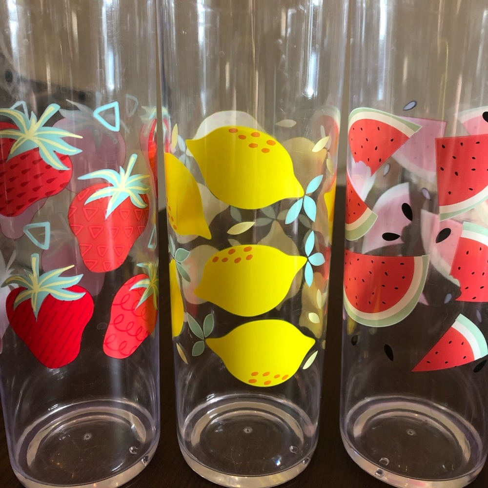Plastic fruit tall glasses